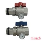 Kép m-tech UniTherm hollandis KB egyenes golyóscsap szett hőmérővel, sárgaréz, krómozott 1" (párban)