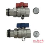 Kép m-tech UniTherm hollandis KB egyenes golyóscsap szett hőmérővel, sárgaréz, krómozott 1" (párban)