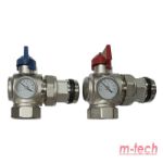 Kép m-tech UniTherm hollandis KB sarok golyóscsap szett hőmérővel, sárgaréz, krómozott 1" (párban)