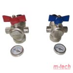 Kép m-tech UniTherm hollandis KB sarok golyóscsap szett hőmérővel, sárgaréz, krómozott 1" (párban)