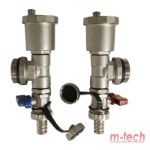 Kép m-tech UniTherm osztóvégelem automata légtelenítővel és töltő-ürítőcsappal, sárgaréz, krómozott, öntömítő, 1" (párban)