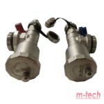 Kép m-tech UniTherm osztóvégelem automata légtelenítővel és töltő-ürítőcsappal, sárgaréz, krómozott, öntömítő, 1" (párban)