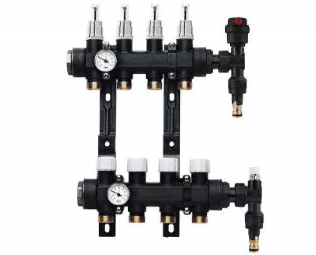 Kép Technopolimer áramlásmérős szintosztó mennyezetfűtéshez, 10+10 kör G3/4" Eurokonus, 1"