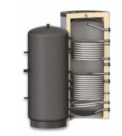 Mutassa a/az Sunsystem PR2 1000 puffertároló 1000 l. 2 csőkígyóval, szigeteléssel részleteit Kép Sunsystem PR2 1000 puffertároló 1000 l. 2 csőkígyóval, szigeteléssel