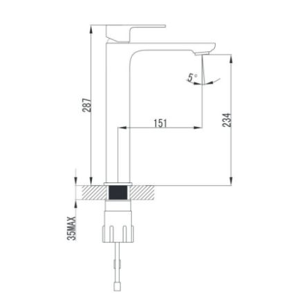 Mutassa a/az Wellis Cosmo magas mosdó csaptelep részleteit Kép Wellis Cosmo magas mosdó csaptelep