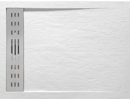 Mutassa a/az Wellis Ergo fehér kőhatású műmárvány zuhanytálca 140x90, lefolyóráccsal részleteit Kép Wellis Ergo fehér kőhatású műmárvány zuhanytálca 140x90, lefolyóráccsal