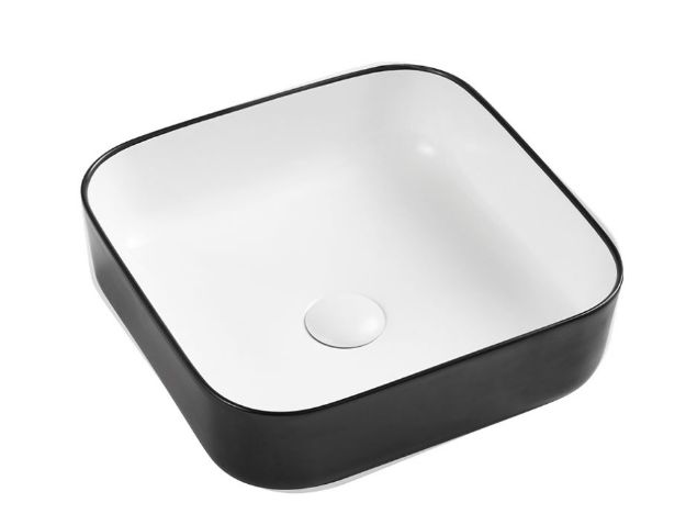 Kép Wellis Azalea matt fekete-fehér pultra építhető porcelán mosdó