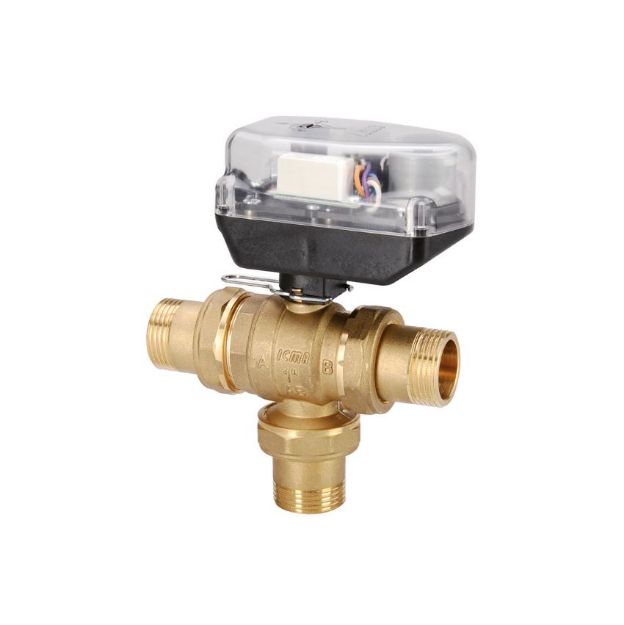 Kép ICMA art. 343 kétutú (háromjáratú) keverő/váltószelep 1/2" (NC) teljes átömlésű, motoros működtetésű