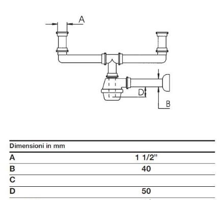 Mutassa a/az Ghidini mosogatószifon kétágú kivitel részleteit Kép Ghidini mosogatószifon kétágú kivitel