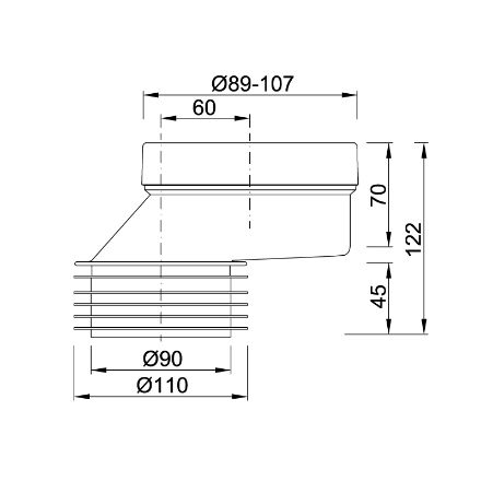 Mutassa a/az Styron NA100 excenteres WC bekötő idom, 60mm eltolással részleteit Kép Styron NA100 excenteres WC bekötő idom, 60mm eltolással