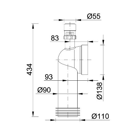 Mutassa a/az Styron WC bekötő könyök D90 mm-es, légbeszívós részleteit Kép Styron WC bekötő könyök D90 mm-es, légbeszívós