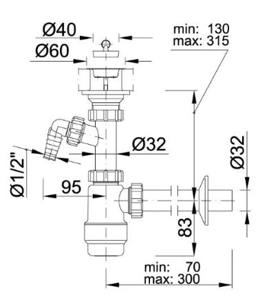 Mutassa a/az Styron 5/4˝ - NA32 műanyag búraszifon leeresztőszeleppel részleteit Kép Styron 5/4˝ - NA32 műanyag búraszifon leeresztőszeleppel