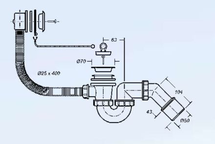 Mutassa a/az Styron 536 fürdőkád le és túlfolyó garnitúra, kádszifon részleteit Kép Styron 536 fürdőkád le és túlfolyó garnitúra, kádszifon