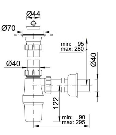 Mutassa a/az Egymedencés mosogatószifon 6/4˝ leeresztőszeleppel részleteit Kép Egymedencés mosogatószifon 6/4˝ leeresztőszeleppel