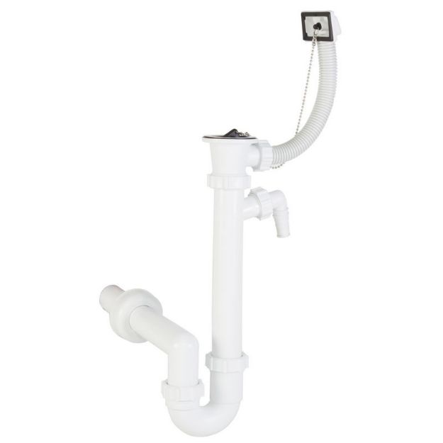 Kép Styron 638-1 csőszifon 40 mm -es elfolyással, leeresztőszeleppel, mosogatógép csatlakozással