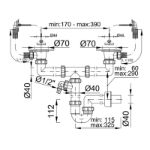 Kép Styron 639-1 kétmedencés csőszifon 40 mm-es elfolyással, 2 darab leeresztőszeleppel, 2 darab szögletes túlfolyóval, mosogatógép csatlakozóval