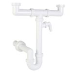 Kép Styron 639-3 kétmedencés csőszifon 40 mm-es elfolyással, mosogatógép csatlakozással