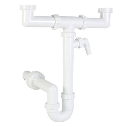 Mutassa a/az Styron 639-3 kétmedencés csőszifon 40 mm-es elfolyással, mosogatógép csatlakozással részleteit Kép Styron 639-3 kétmedencés csőszifon 40 mm-es elfolyással, mosogatógép csatlakozással