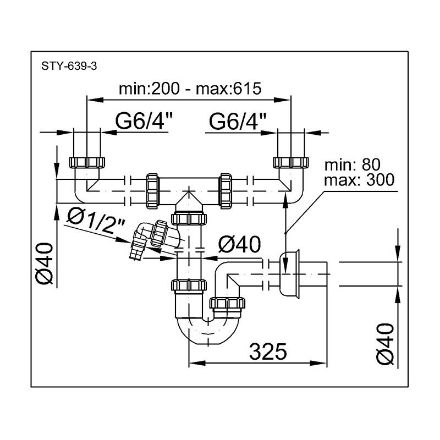 Mutassa a/az Styron 639-3 kétmedencés csőszifon 40 mm-es elfolyással, mosogatógép csatlakozással részleteit Kép Styron 639-3 kétmedencés csőszifon 40 mm-es elfolyással, mosogatógép csatlakozással