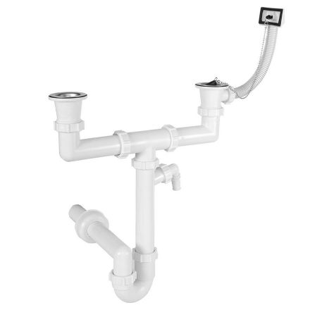 Mutassa a/az Styron 6/4˝ - NA40 kétmedencés műanyag csőszifon, leeresztőszeleppel, mosogatógép-csatlakozóval részleteit Kép Styron 6/4˝ - NA40 kétmedencés műanyag csőszifon, leeresztőszeleppel, mosogatógép-csatlakozóval