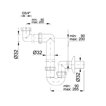 Mutassa a/az Styron Helytakarékos Csőszifon, leeresztőszelep nélkül, Ø32 mm-es elfolyással részleteit Kép Styron Helytakarékos Csőszifon, leeresztőszelep nélkül, Ø32 mm-es elfolyással