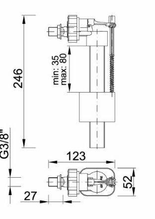 Mutassa a/az Styron Univerzális töltőszelep hosszú rézmenetes részleteit Kép Styron Univerzális töltőszelep hosszú rézmenetes