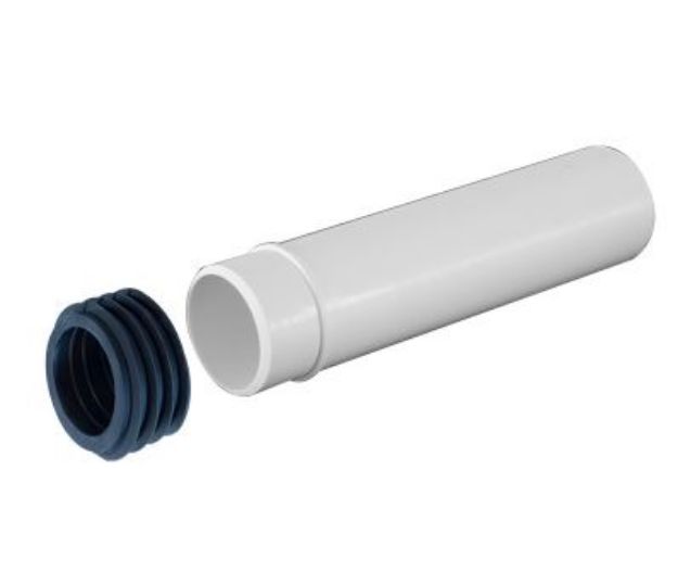 Kép Styron WC öblítő bekötő cső egyenes DN45mm, L=180mm, gumi szimeringgel