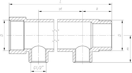 Mutassa a/az 1˝ osztó-gyűjtő, 4*3/4˝ EK külső menettel, réz részleteit Kép 1˝ osztó-gyűjtő, 4*3/4˝ EK külső menettel, réz