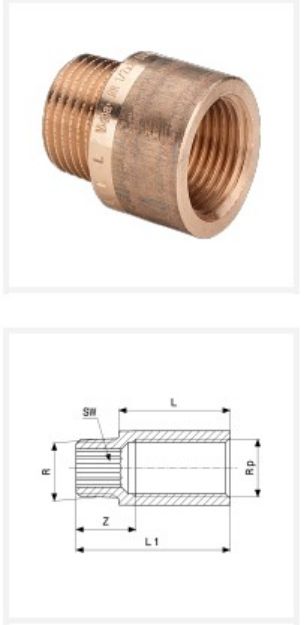 Kép VIEGA csaphosszabbító, vörösöntvény 3/4-30mm