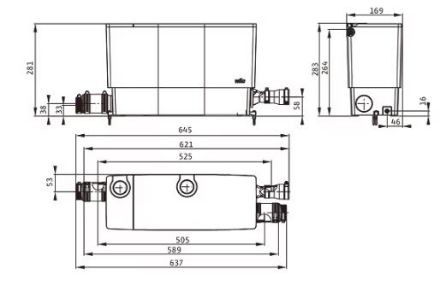 Mutassa a/az Wilo Drainlift MINI5-XS/C-EF szennyezettvíz átemelő telep részleteit Kép Wilo Drainlift MINI5-XS/C-EF szennyezettvíz átemelő telep