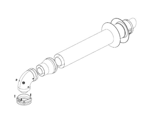 Kép Radiant AK50 szett vízszintes füstgázelvezető szett Ø80/125mm PPS/ALU