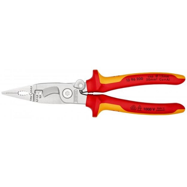 Kép Knipex kombinált fogó elektromos szereléshez 200 mm szigetelt