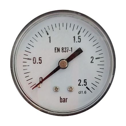 Mutassa a/az KEDE 0-2,5 bar, 1/4˝ (D63mm) hátsó csatlakozású nyomásmérő, fém házban részleteit Kép KEDE 0-2,5 bar, 1/4˝ (D63mm) hátsó csatlakozású nyomásmérő, fém házban