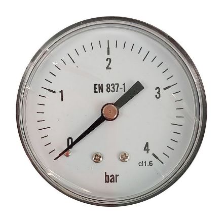 Mutassa a/az KEDE 0-4,0 bar, 1/4˝ (D63mm) hátsó csatlakozású nyomásmérő, fém házban részleteit Kép KEDE 0-4,0 bar, 1/4˝ (D63mm) hátsó csatlakozású nyomásmérő, fém házban