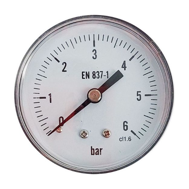 Kép KEDE 0-6,0 bar, 1/4˝ (D63mm) hátsó csatlakozású nyomásmérő, fém házban