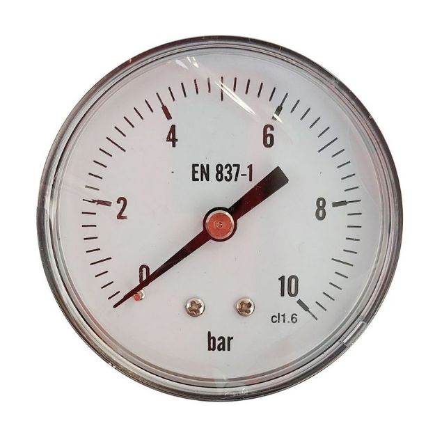 Kép KEDE 0-10,0 bar, 1/4˝ (D63mm) hátsó csatlakozású nyomásmérő, fém házban