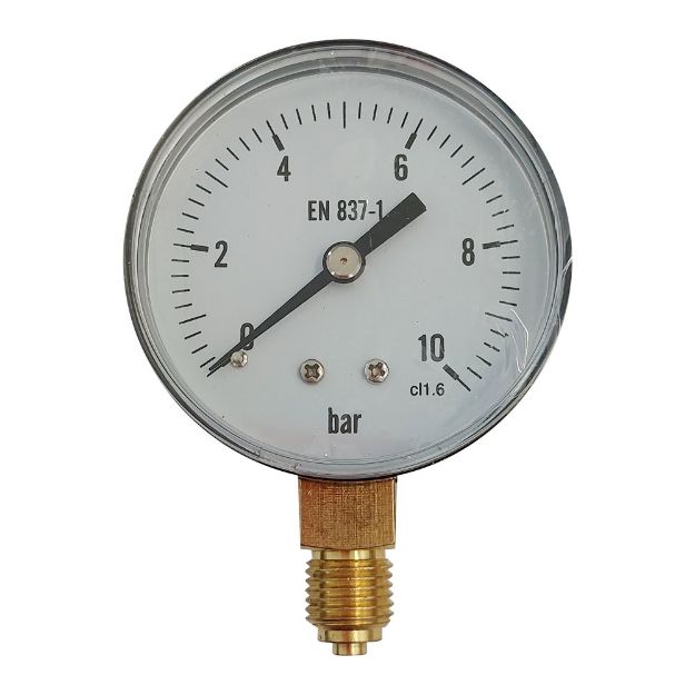 Kép KEDE 0-10,0 bar, 1/4˝ (D63mm) alsó csatlakozású nyomásmérő, fém házban