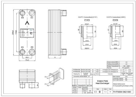 Mutassa a/az m-tech FHC014 20 lemezes, rézzel forrasztott INOX hőcserélő 4x3/4" csatlakozócsonkokkal részleteit Kép m-tech FHC014 20 lemezes, rézzel forrasztott INOX hőcserélő 4x3/4" csatlakozócsonkokkal