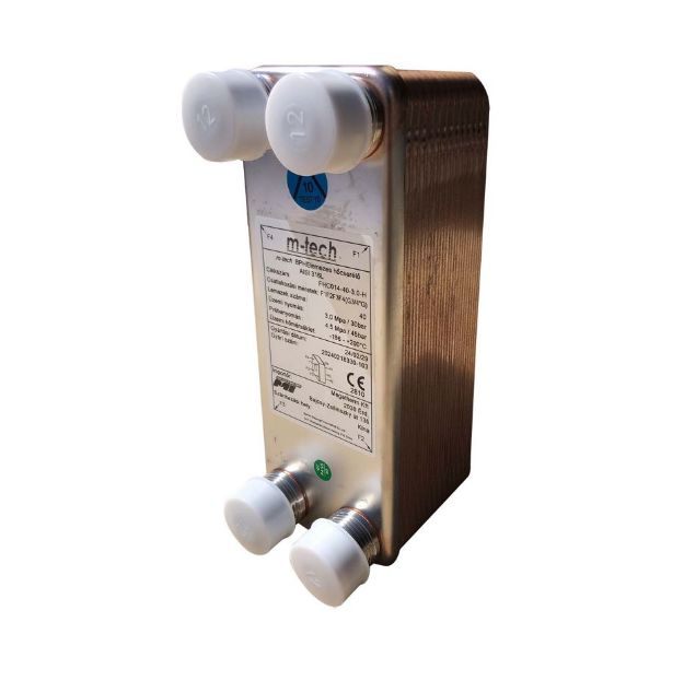 Kép m-tech FHC014 25 lemezes, rézzel forrasztott INOX hőcserélő 4x3/4" csatlakozócsonkokkal