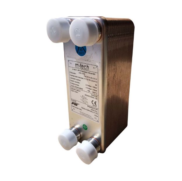 Kép m-tech FHC014 30 lemezes, rézzel forrasztott INOX hőcserélő 4x3/4" csatlakozócsonkokkal