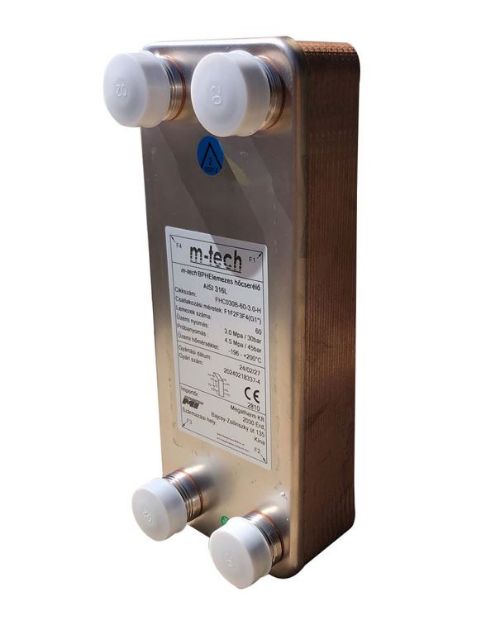 Kép m-tech FHC030 20 lemezes, rézzel forrasztott INOX hőcserélő 4x1" csatlakozócsonkokkal