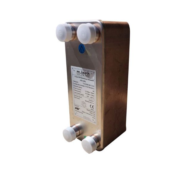 Kép m-tech FHC030 35 lemezes, rézzel forrasztott INOX hőcserélő 4x1" csatlakozócsonkokkal