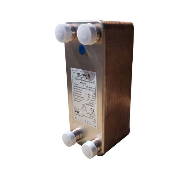 Kép m-tech FHC030 40 lemezes, rézzel forrasztott INOX hőcserélő 4x1" csatlakozócsonkokkal