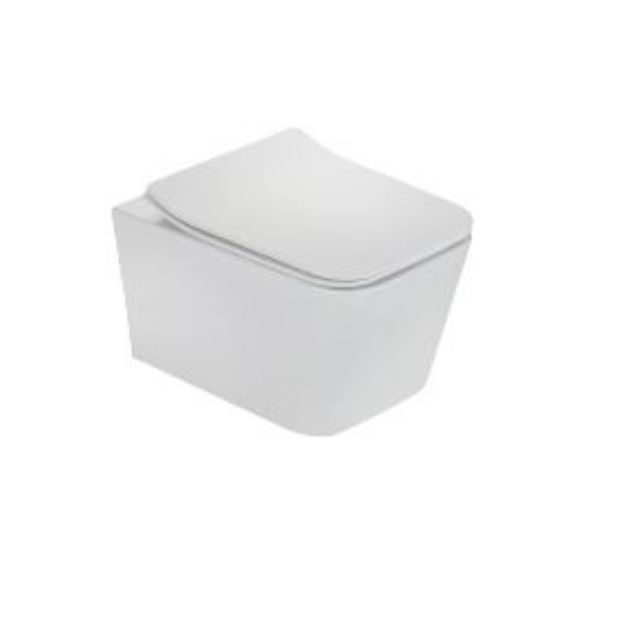 Kép Formentera perem nélküli fali WC + Ultra slim soft close WC ülőke (117320000)