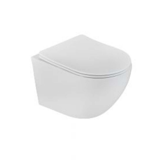 Kép Manacor perem nélküli fali WC + Ultra slim soft close WC ülőke (28-1-117320002)