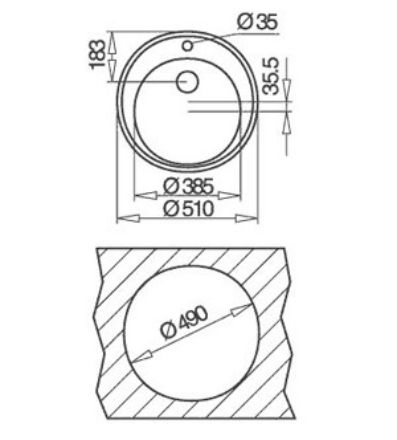 Mutassa a/az Teka mosogató Centroval 45 kerek 510mm 30000007 részleteit Kép Teka mosogató Centroval 45 kerek 510mm 30000007
