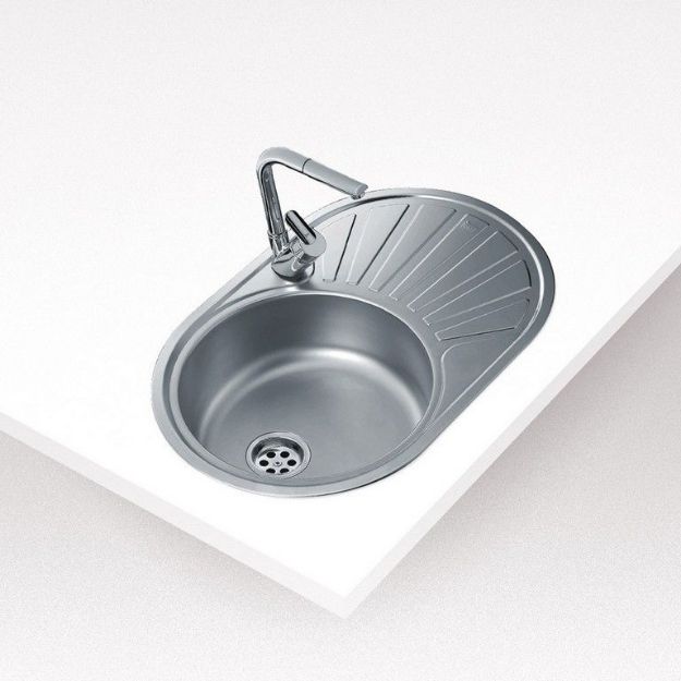 Kép Teka mosogató DR 77 1B 1D (1 medence, 1 csepptálca) 770*500mm kerek medencés beépíthető 40127301
