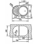 Kép Teka mosogató DR 77 1B 1D (1 medence, 1 csepptálca) 770*500mm kerek medencés beépíthető 40127301