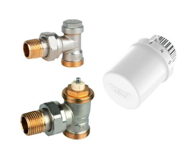 Kép Honeywell G3/4˝-KM termosztatikus radiátorszelep SZETT - eurokónuszos, sarok (T3019+V2026+V2427)