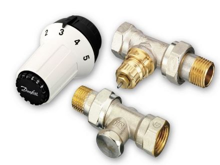 Mutassa a/az Danfoss Panda termosztatikus radiátorszelep egyenes szett RA-FN, RLV-S részleteit Kép Danfoss Panda termosztatikus radiátorszelep egyenes szett RA-FN, RLV-S